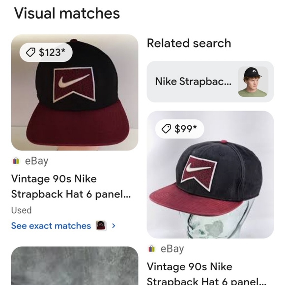 Vintage 90s Nike Strapback Hat 6 panel Big Swoosh Logo Made in USA Black/Maroon